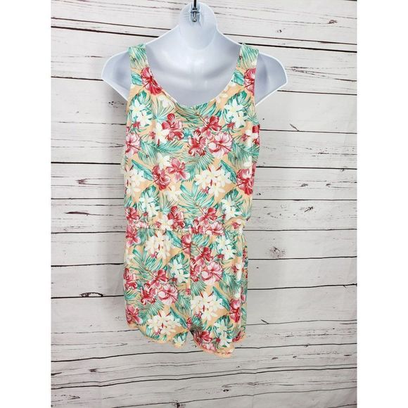 Bobbie Brooks Large 10/12 hawaiian tropical print‎ romper jumpsuit - Picture 6 of 12
